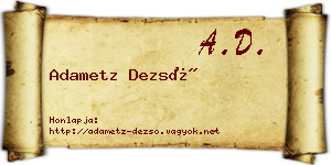Adametz Dezső névjegykártya