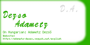 dezso adametz business card